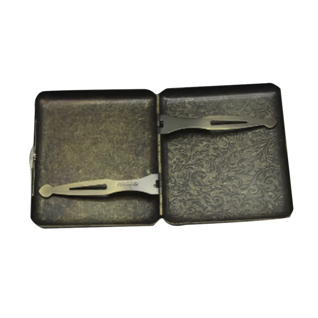Caja de cigarrillos de metal, soporte de bolsillo abierto con clip de resorte de doble cara para 20 cigarrillos2352770