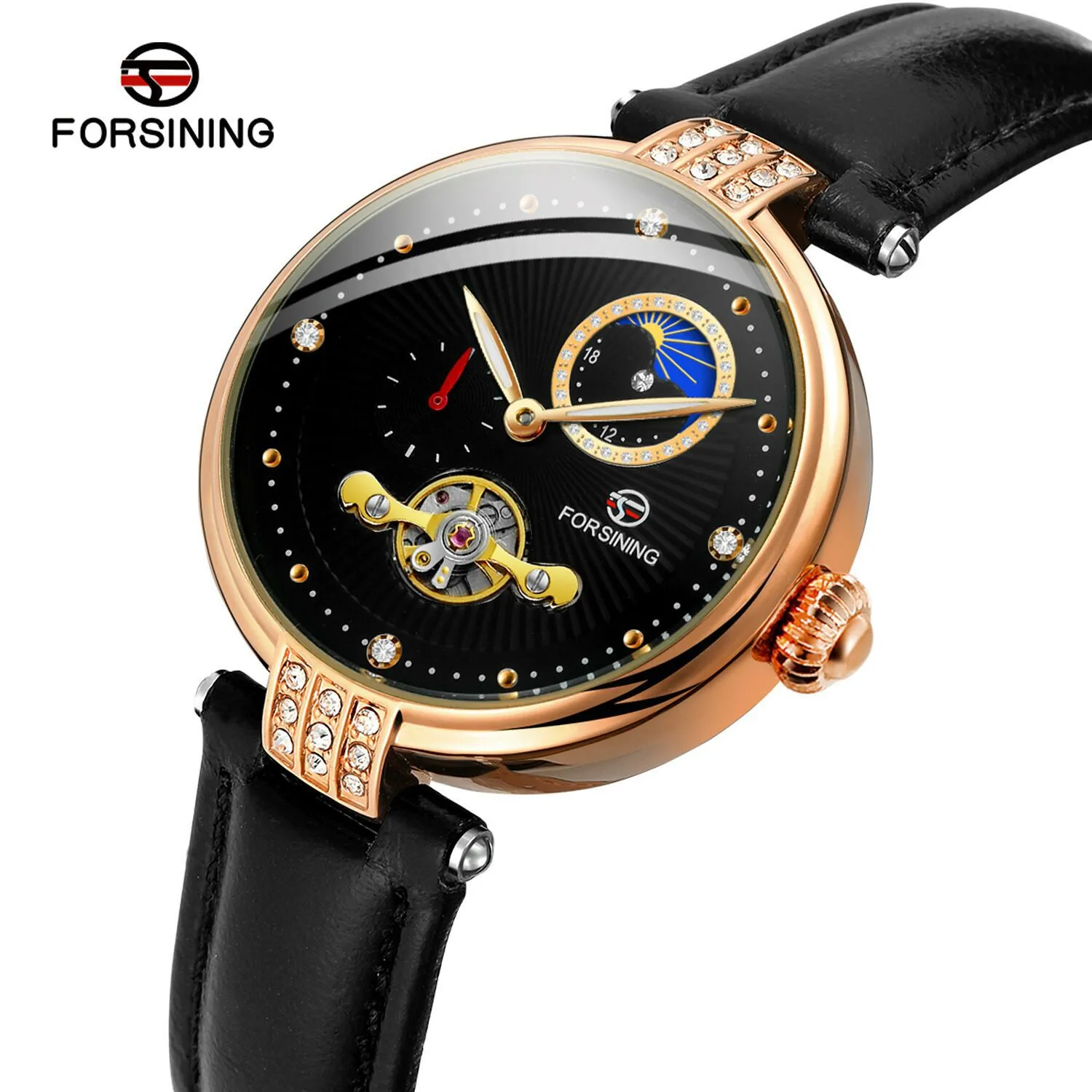 Qifusini Nieuwe Womens Buitenlandse Handel Tourbillon Holle Automatische Riem Mechanisch Horloge One Piece Drop Watches2297