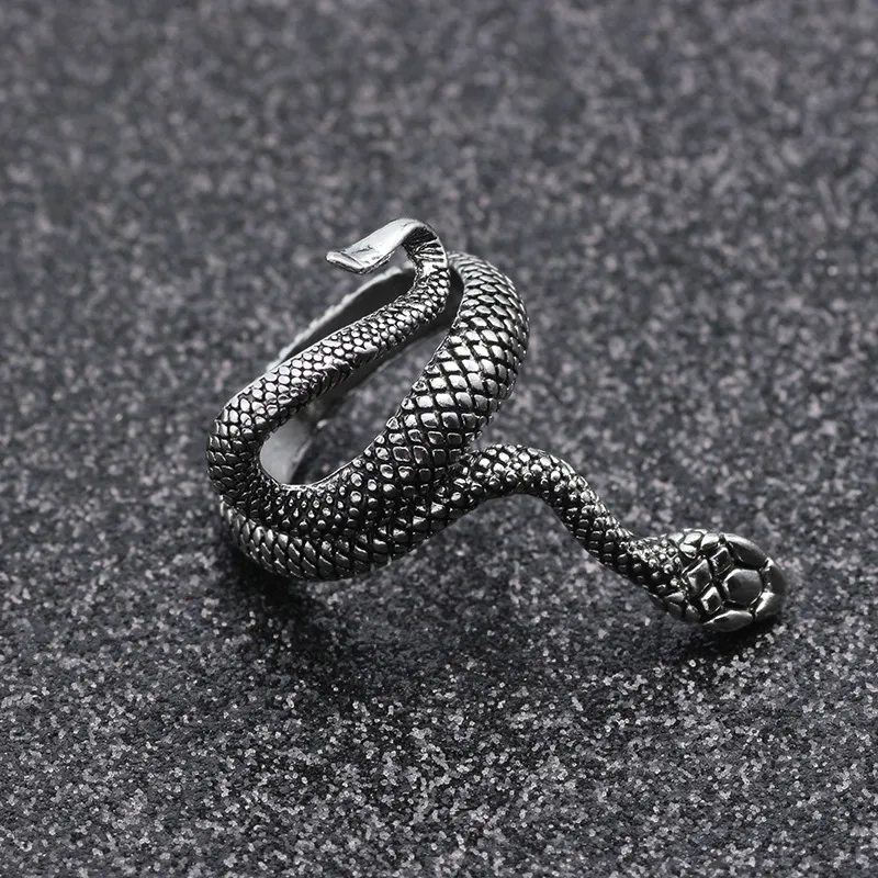 10 pezzi lotto europeo nuovo punk retrò esagerato spirit snake anello di moda personalità stereoscopica apertura anello regolabile gioielr350f