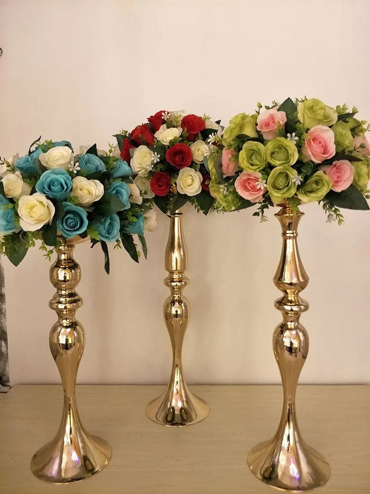 wedding decoration centerpiece metal candle holder gold flower vase tabletop candlestick tall flower stand270Z