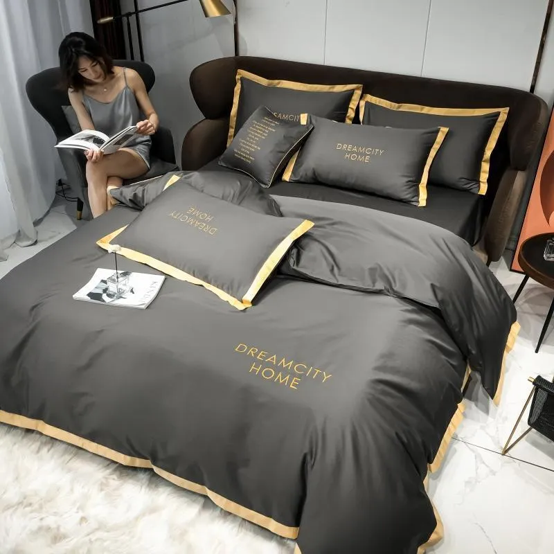 5-Sterne-Hotel-Luxus-Bettwäsche-Sets aus 100 % ägyptischer Baumwolle, komplett, Queen-Size-Bett, Bettbezug, Bett/Bettlaken, Spannbetttuch, bestickt, copy2 201021