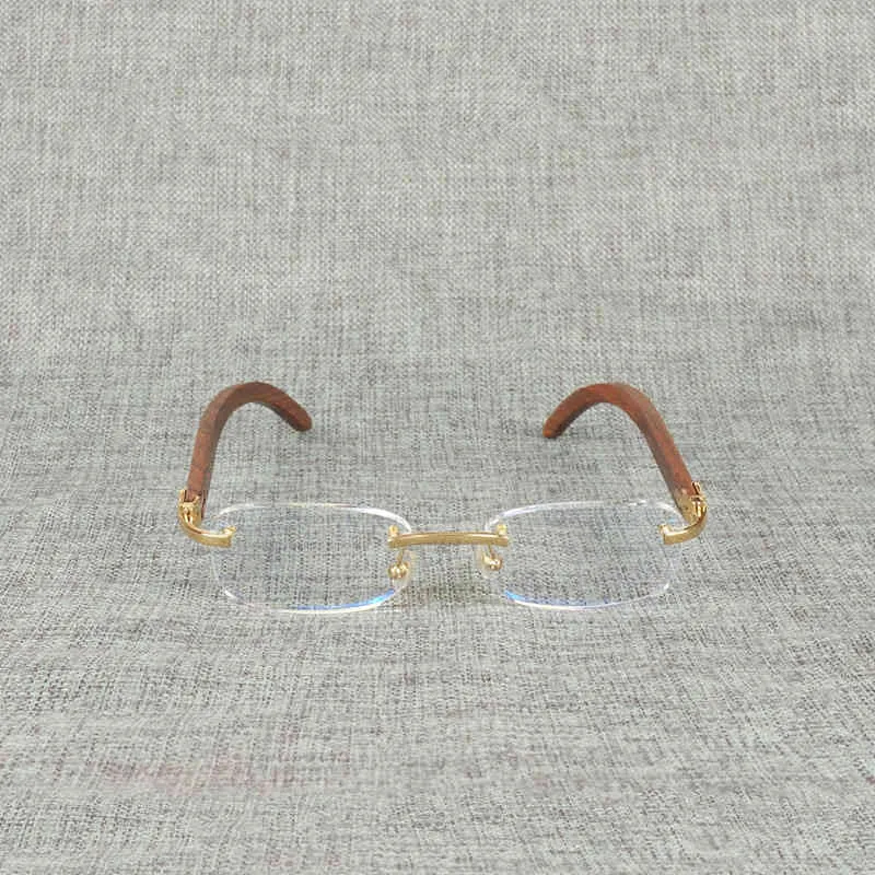 新しい20％オフ高級デザイナーサングラスナチュラルウッドスクエアクリアバッファローホーン特大のリムレス眼鏡フレーム光楕円形のオクロスメガネを読んでいる男性