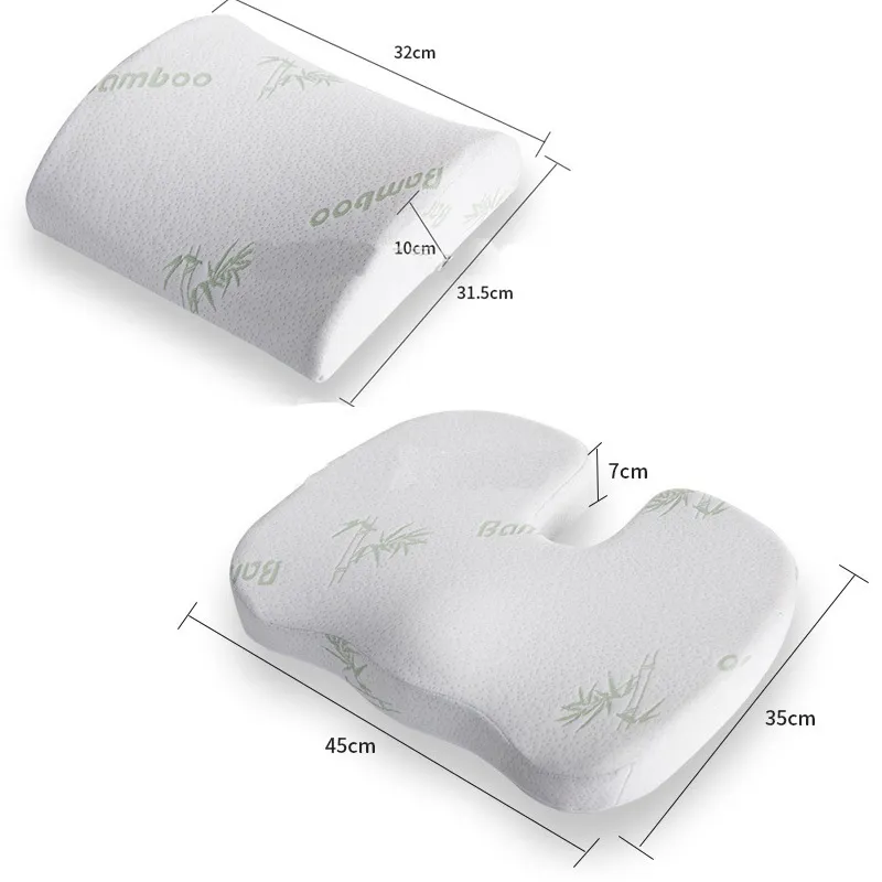 2 W 1 Bambusowe Pamięci Pamięci Pięć Pianek Poduszka Powrót Poduszka Powolne Odbicia Waist Support Set Set Support dla Home Office Health Care Chair Pad 201123