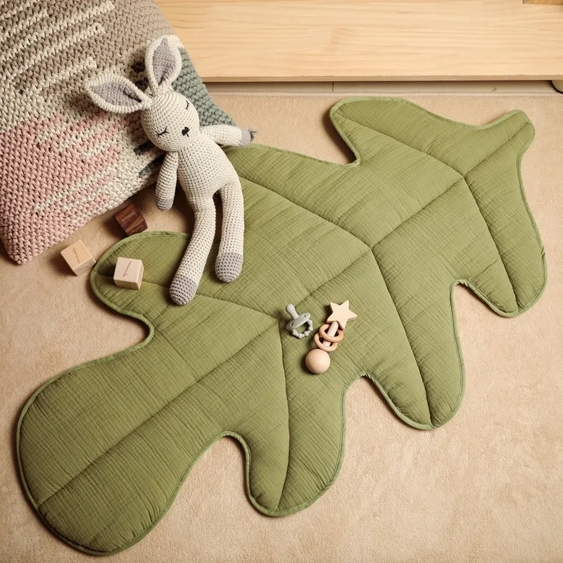 Bebê algodão rastejando tapete de jogo tartaruga forma folha tapete cobertor dobrável crianças quarto atividade do bebê tapete jogo almofada decoração do quarto 9378357