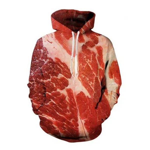 Harajuku 3D carne carne impressa moletom com capuz de alta qualidade as mulheres de casal / homens casuais hoodies moda tracksuits