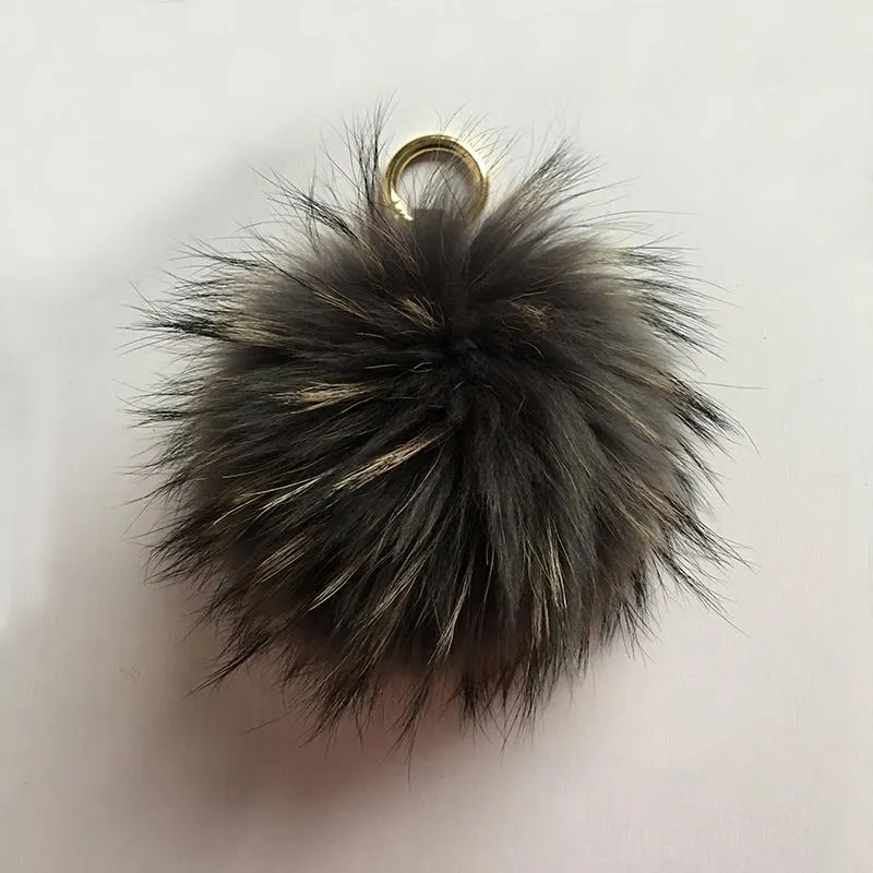 15cm Fluffy Raccoon Fur Ball Pom Pom Keychain Porte Clef Pompom De Fourrure Llavero Pompon Keyring Chaveiro Charm Bag Pendant274y