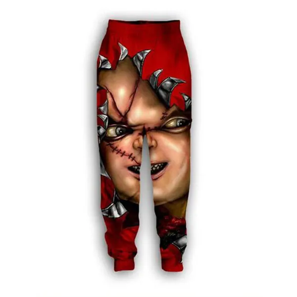 2021 Nouvelle mode Hommes Femmes Halloween Terror Film Chucky Sweat à capuche et pantalon en deux pièces amusant 3D imprimé global Survêtements236F