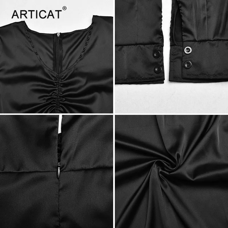 Articat sexy v-hals trekkoord maxi jurken voor vrouwen casual lange mouwen bodycon jurk vrouwelijke elegante holle feestjurk 200928