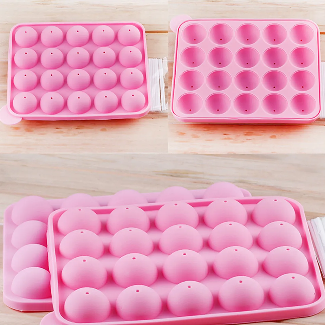 20 trous Silicone gâteau bonbons Cookie moule Cupcake sucette bâtons plateau bâton chocolat savon moule pour faire soi-même outil de cuisson 201023327H