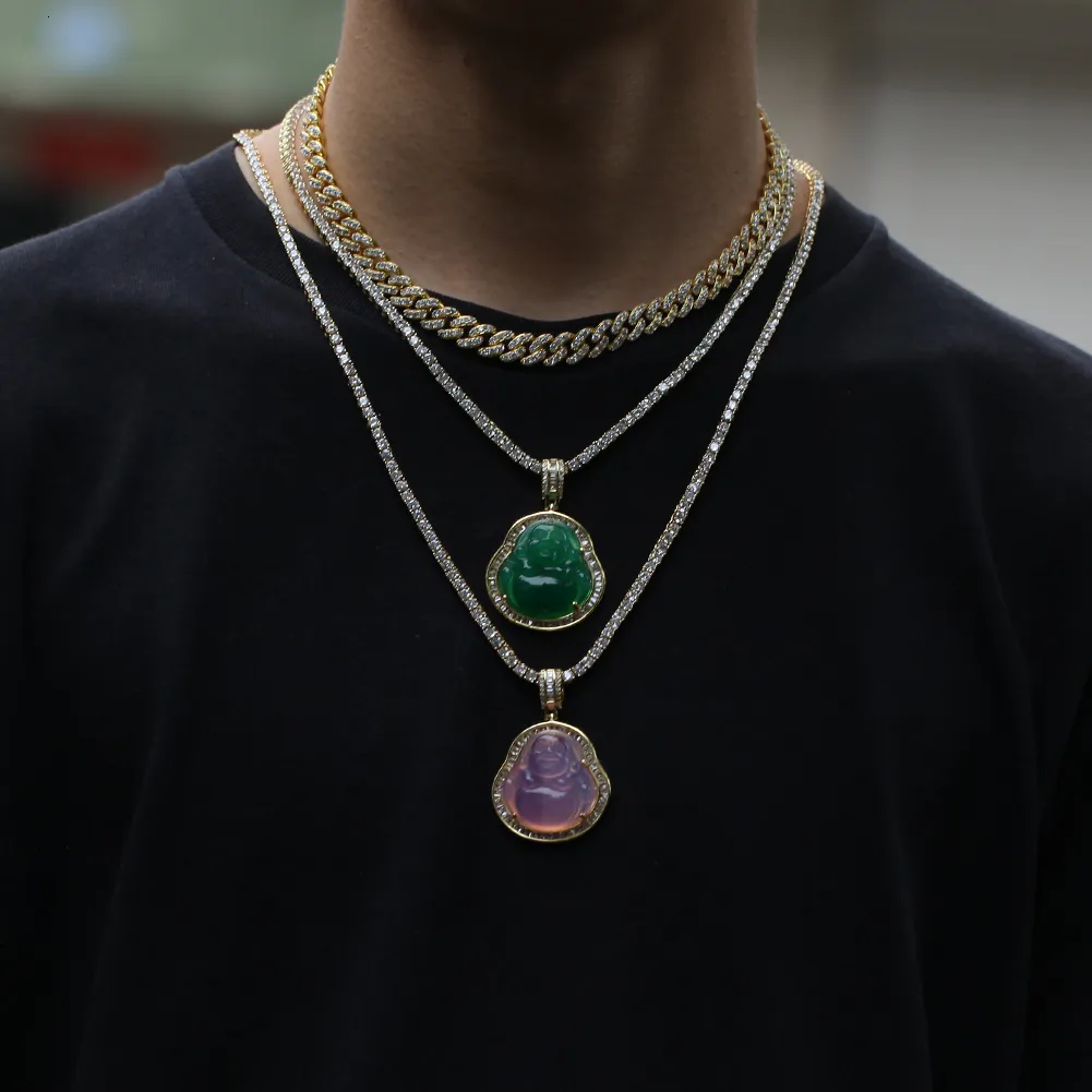 UWIN – colliers avec pendentif bouddha pour femmes, couleur or argent, pierres précieuses colorées, bijoux à la mode, nouveau Style, goutte 0927307s