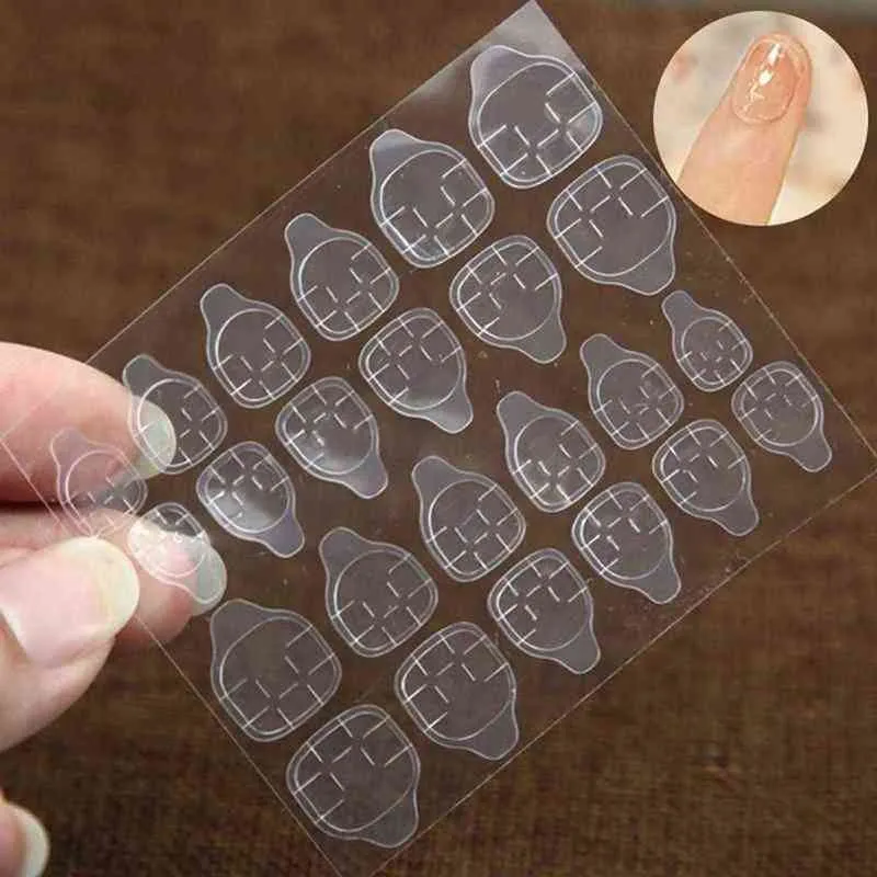 Valse nagels dubbelzijdige zelfklevende tapes stickers jelly gel voor valse nagel tips lijm nep extension tool accessoires 220225
