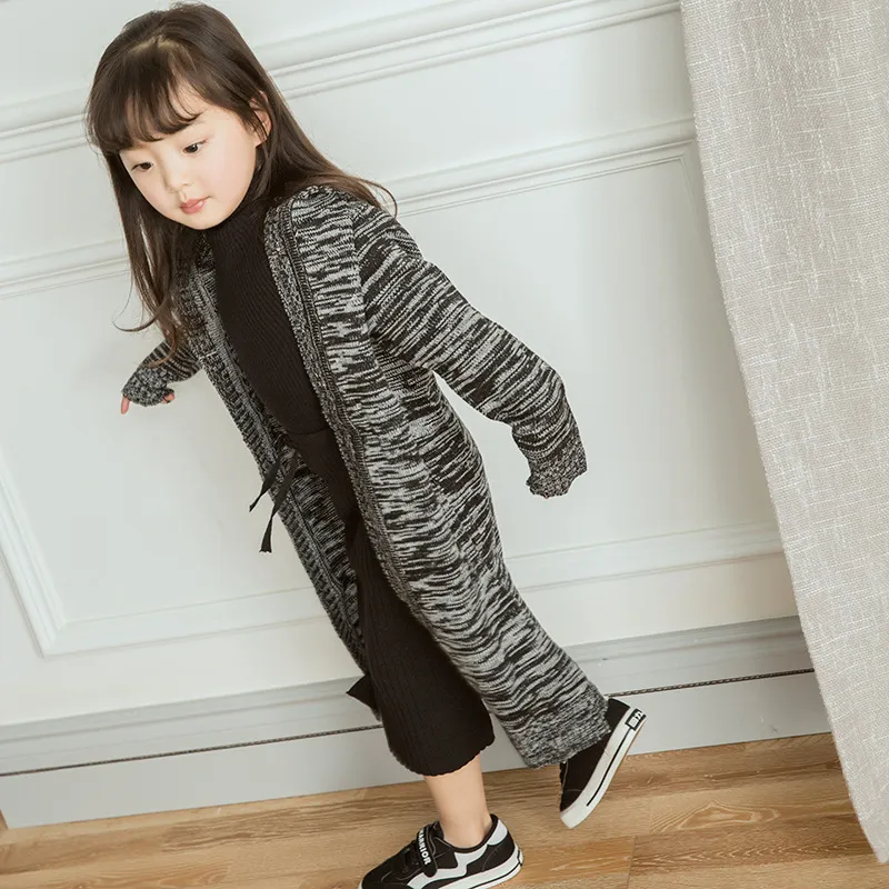 Automne et hiver Fashion Girls Cardigan Long Hooded Baby Girls Cardigan Fashion Kids Casual Kids Pull For Girls # 8250 LJ201128