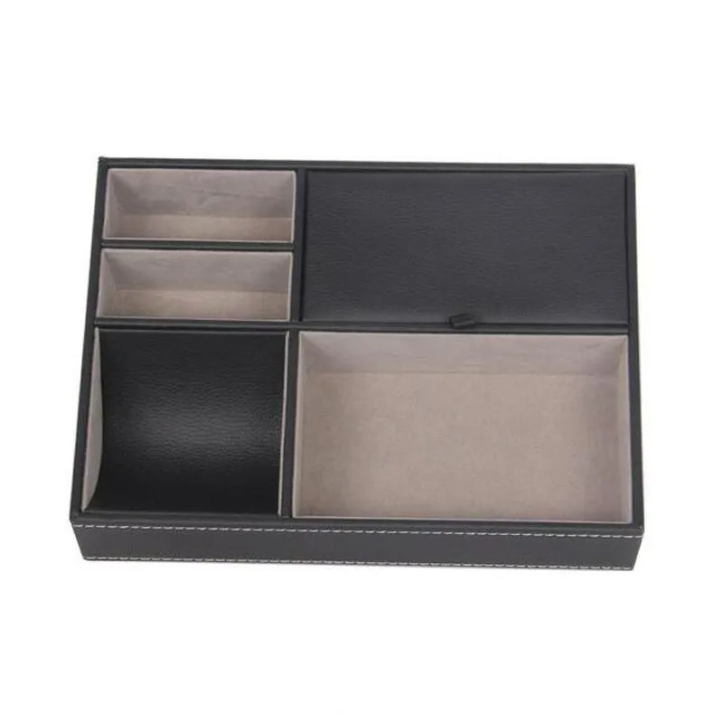 Jewelry Pouches Bags PU Leather Watch Protective Box Case Ring Display Storage Tray Desktop Holder Organizer For Women Men J55230D