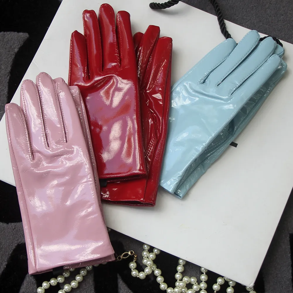 Eleganta kvinnliga handskar äkta lammskinn äkta läder fårskinn höst och vinter plus sammet trendig kvinnlig kort handske 27 färger 2012095211