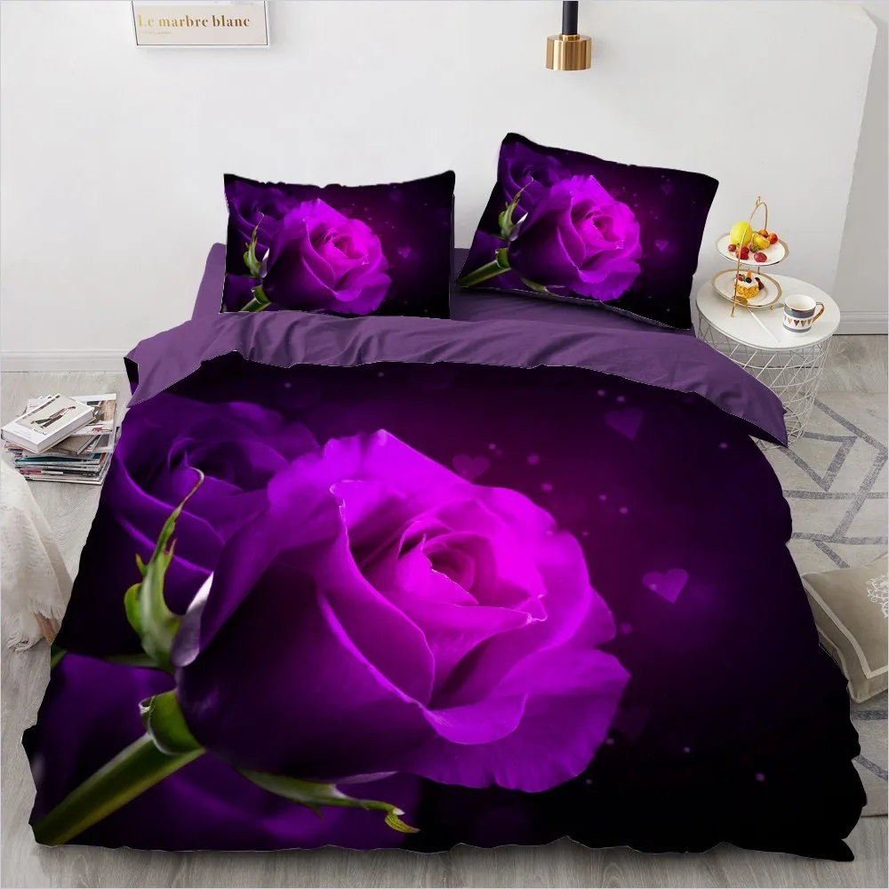 Set di biancheria da letto 3D singolo doppio Queen size Set di coperture piumino set di cuscinetti con pioggia Flowers Textile 2012115429187