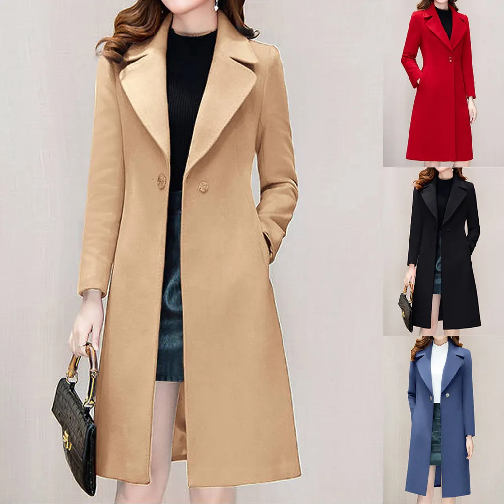 2020 Custom Slim Vestes Automne / Hiver Casual Double Breasted Simple Classique Long Trench Coat Avec Ceinture Chic Femme Coupe-Vent LJ201106