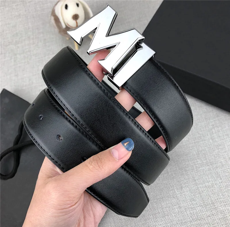 Copper Buckle Belts with Box Men's and Women's Leather Belts Smooth Buckle Dress Up Hipster Belts269W