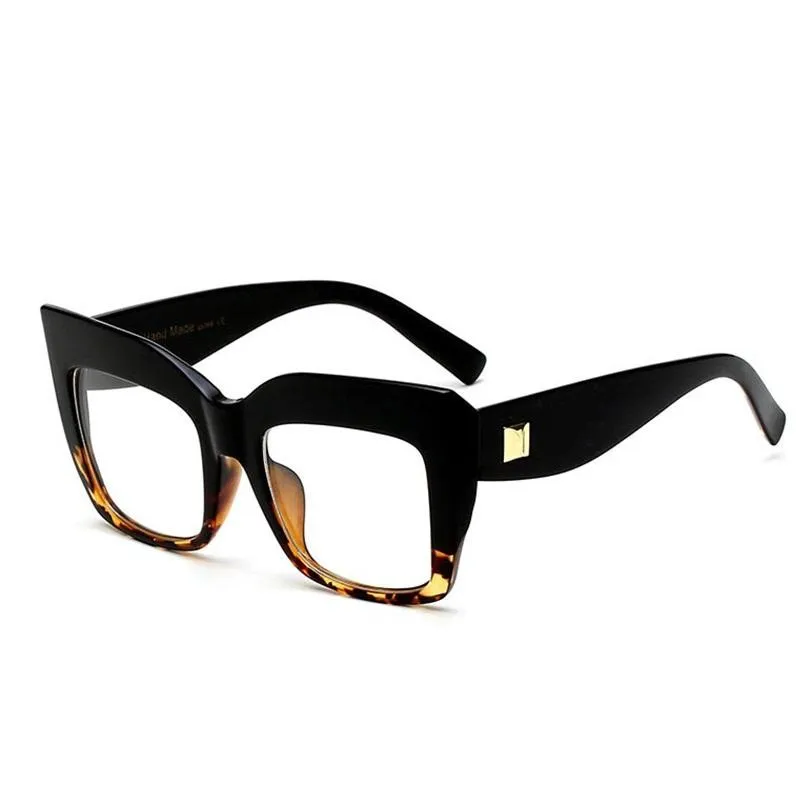 ファッションサングラスフレームスクエアリーディング眼鏡光学メガネ2021女性太いフレーム特大