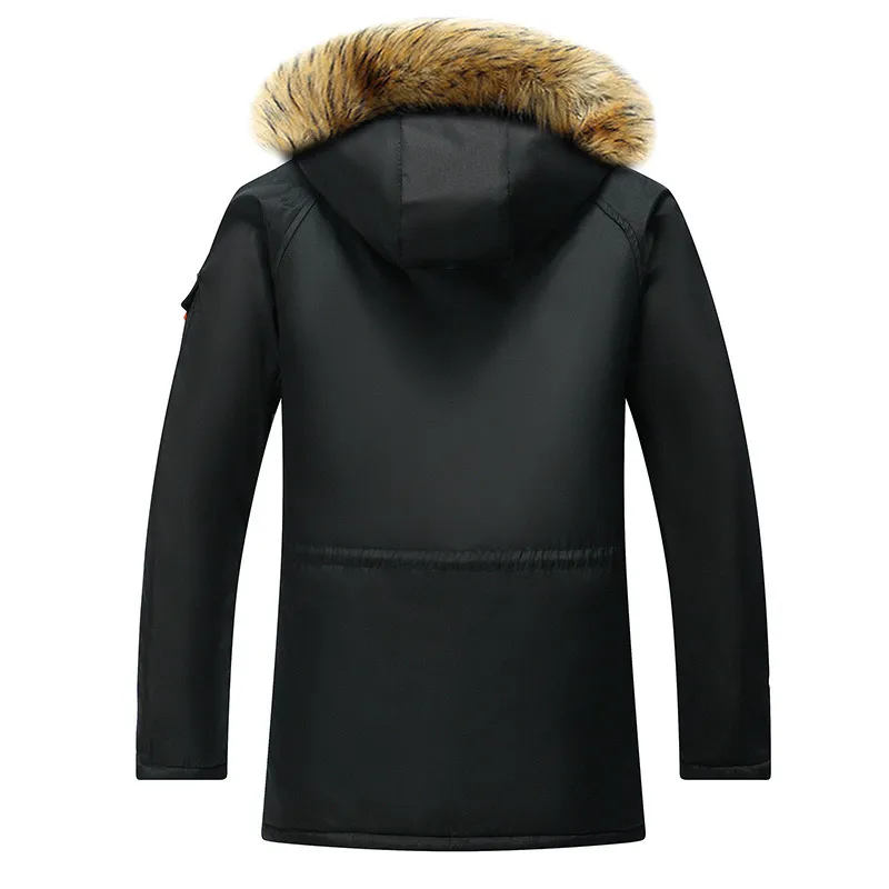 Parka d'hiver longue pour hommes, grande veste à col de fourrure pour hommes, coupe-vent à capuche, chaud et épais, vêtements imperméables pour hommes, manteaux papa 201128