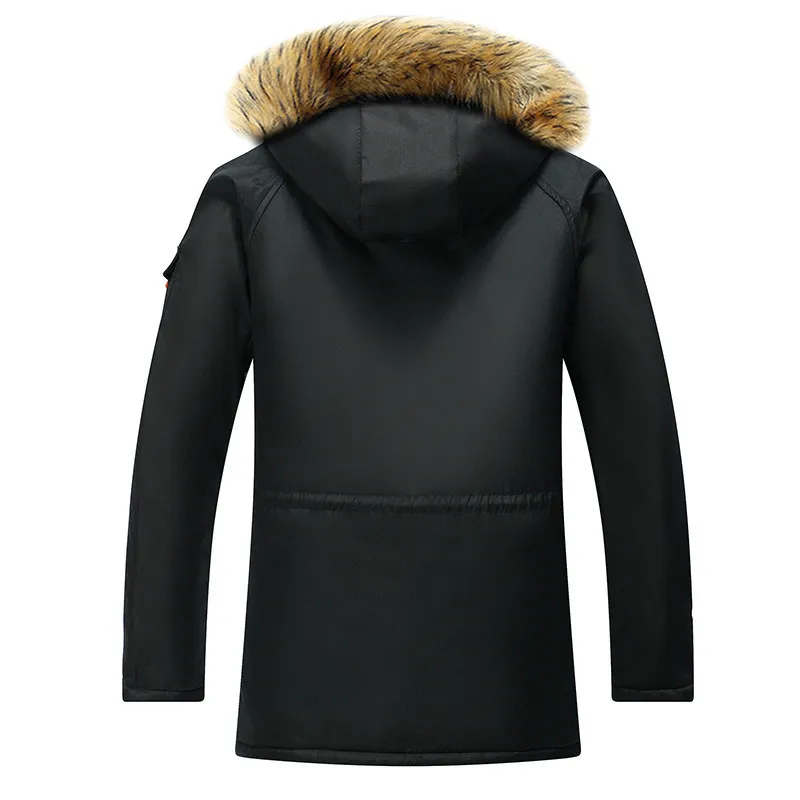 Winter Long Parka Men Big Fur Collar Jacket voor mannen Haped Wind Breaker Warm plus dikke jas mannelijke waterdichte kleding papa jassen 201128