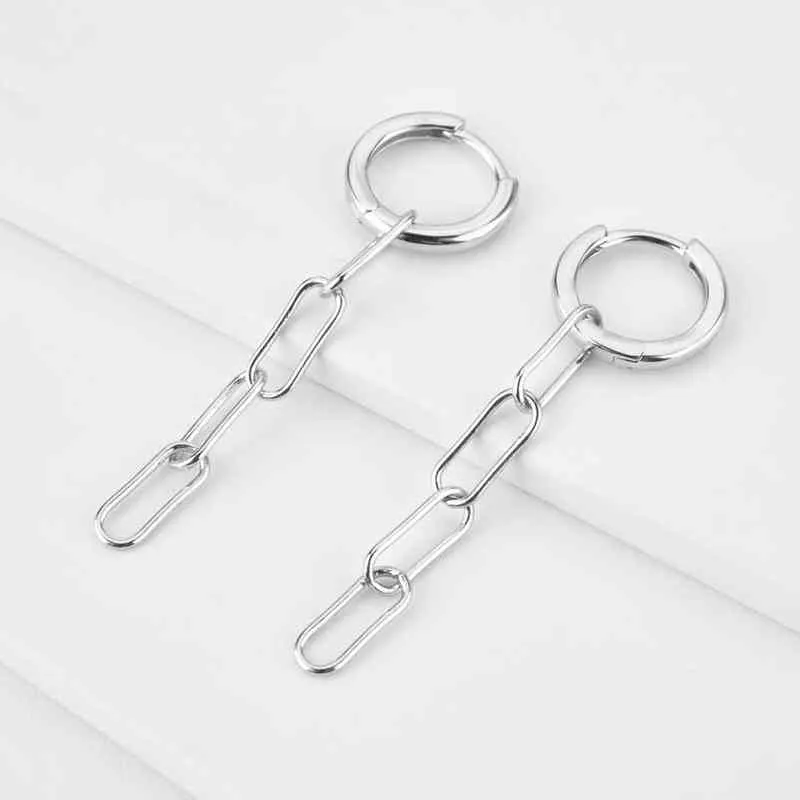 Andywen 925 argent sterling 85 mm Locker Piercing Rock Punk Pendiente Ohrringe Drop-Earring Party Bijoux 2201082924455