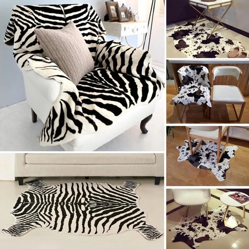 Kreative Zebra/Kuh 3D-gedruckte Teppiche für Wohnzimmer rutschfeste niedliche Tierwurfteppiche Fußmatten Raumfußmatte Bereichsteppich 201228
