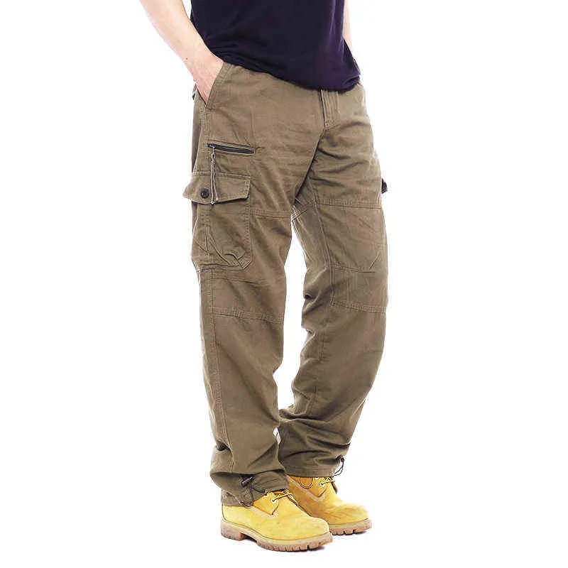Men's Military Cargo Pants Overalls Casual Cotton Tactical Pants Male Multi Pockets Army Straight Slacks Baggy Long Trousers H1223