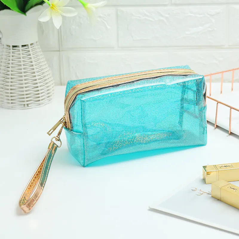 Clear Waterproof Makeup Bags Fashion Women Laser Transparent Sequins Cosmetic Bag Travel Storage Bags High Capacity
