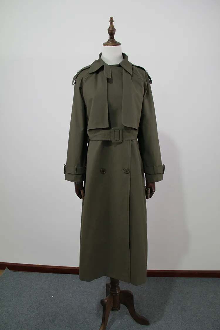 UK Brand new Fashion Automne / Automne Casual Double boutonnage Simple Classique Long Trench-coat avec ceinture Chic Femme coupe-vent 210218