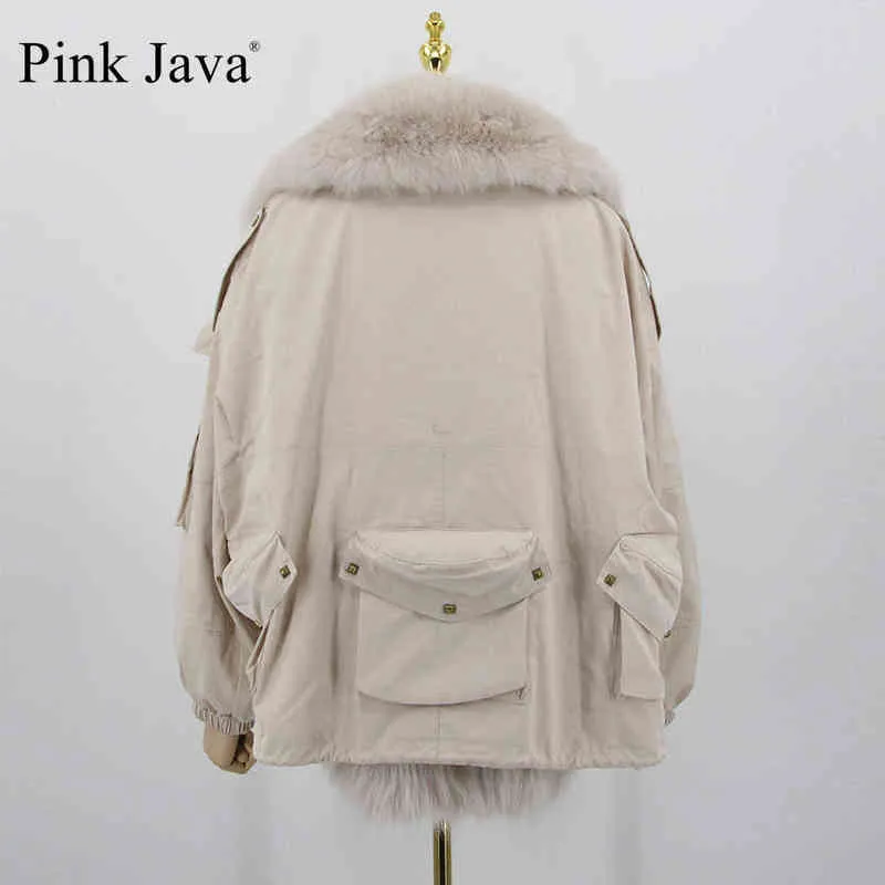 ピンクジャバQC20116女性ファーコート冬の太いジャケットリアルファッションジャケットカラー220112
