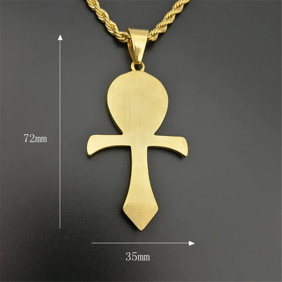 Egyptische Ankh Kruis Hanger Ketting Voor Vrouwen/Mannen Goud Kleur Rvs Oog van Horus Ketting Iced Out Bling Egypte Sieraden 201014