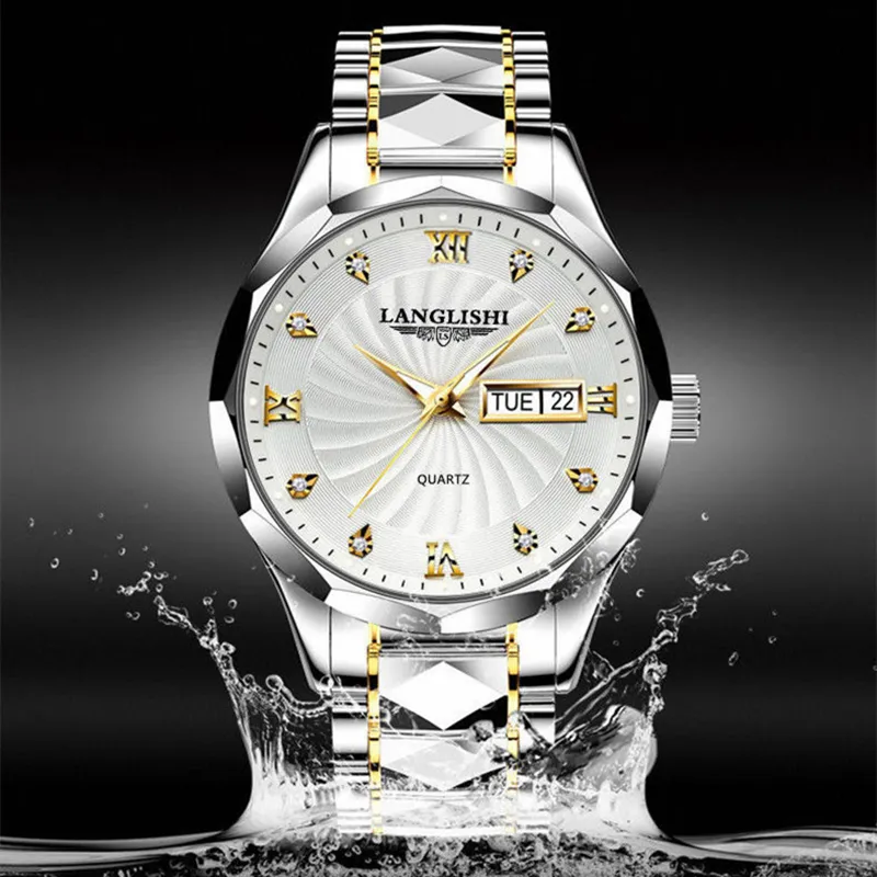Мужские кварцевые часы с выпадающими ролями, лучшие роскошные брендовые часы, мужские золотые часы из нержавеющей стали, Relogio Masculino, водонепроницаемые rgdf304Z