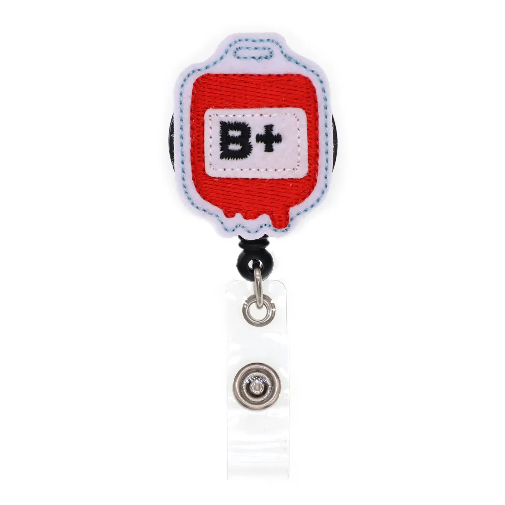 Whole Key Rings Blood Type Medical Nurse Retractable Felt ID Badge Holder Reel With Alligator Clip For Gift295W