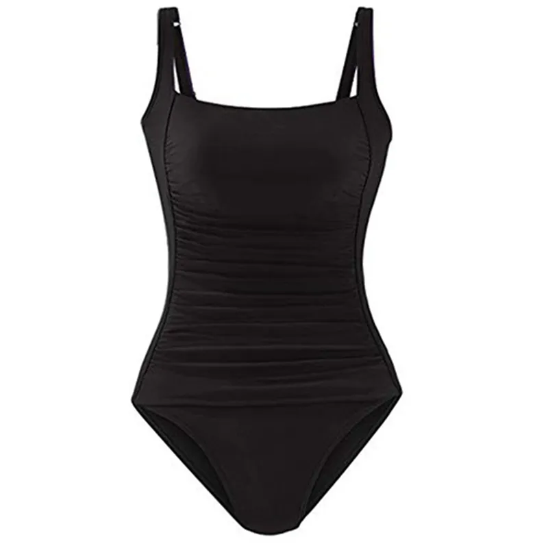 Sexy Plus Size Swimwear Mulheres Uma peça Swimsuit Preto Retro Retro Desgaste Para Ternos De Banho Monokini Maillot de Bain Femme T200114