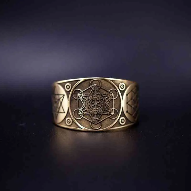 Vintage archange Metatron guerrier chevalier ange de vie sceau anneaux réglables pour hommes salomon kabbale anneau amulette esthétique 8687050