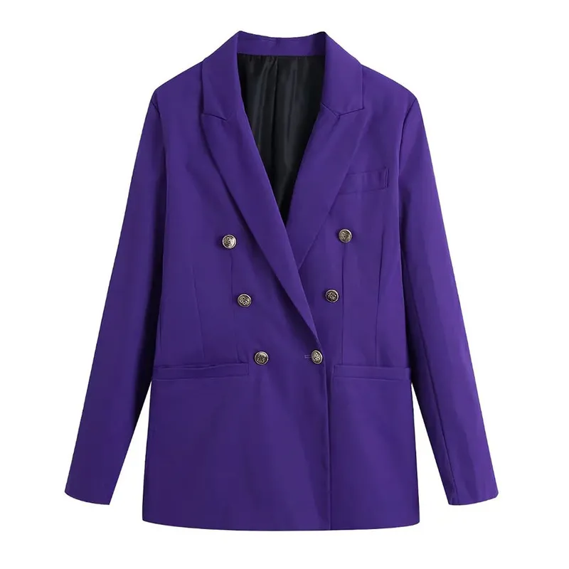 Xasy mulheres dois peça conjunto roxo vintage escritório senhora breasted blazer feminino feminino slim alta cintura dobra saia 220302