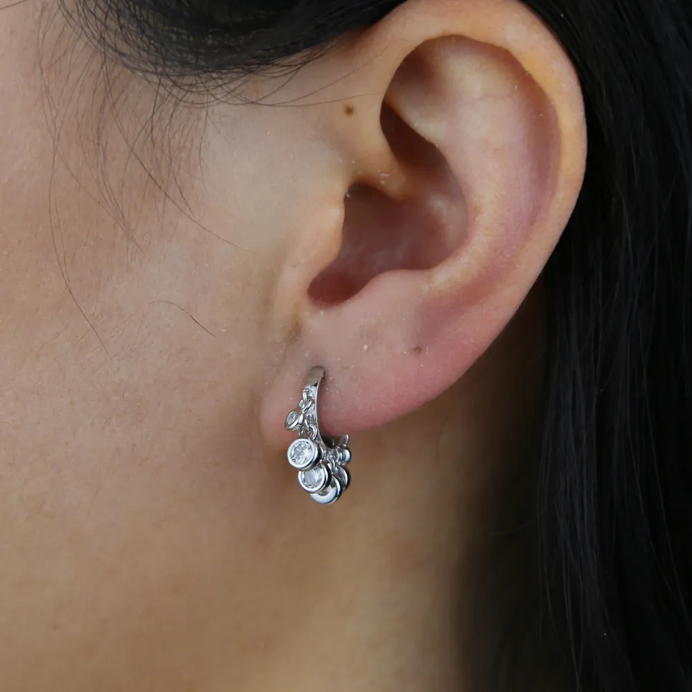 Neuer trendiger Mini-Creolen-Ohrring mit mehreren runden Scheiben, CZ-gepflastertem Charm-Quasten-Ohrring für Damen, hochwertiger Hochzeits-Ohrring, ganz2637