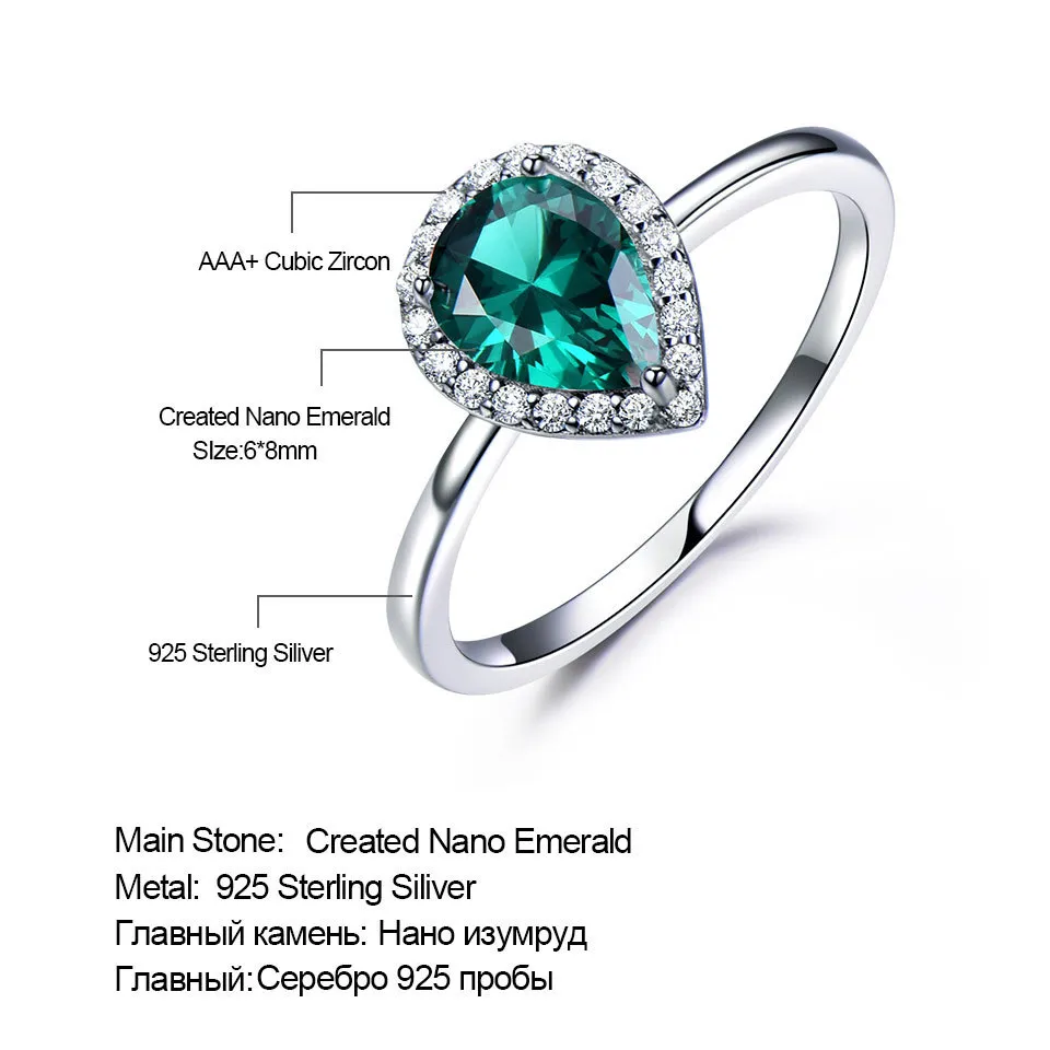 Umcho Green Emerald Stone Pierścienie dla kobiet Halo zaręczynowe Pierścień Obietnica Weddna 925 Srebrna impreza romantyczna biżuteria Y20033180