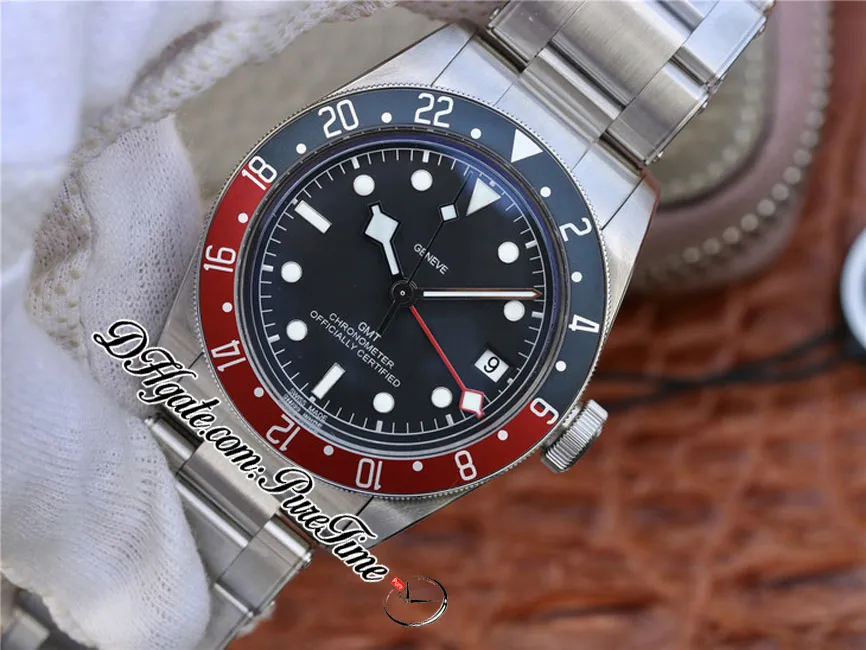 ZF GMT Pepsi 41mm A2836 Automatic Mens Watch Blue Red Bezel Black Dial Stainless Steel Bracelet Super Edition PTTD Puretime C022507