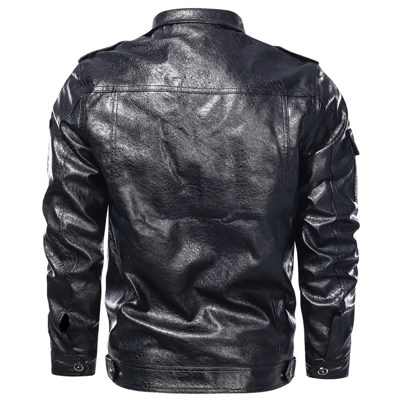 Giacca in pelle PU da uomo vintage bavero giacca da motociclista giacca in pelle da uomo nero sottile cappotto da motociclista moda outwear abbigliamento uomo top 201120