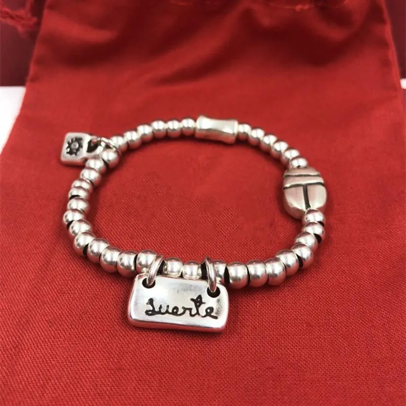 Nueva pulsera auténtica Pulseras de la amistad de la suerte de goma UNO DE 50 Joyería plateada Se adapta al regalo de estilo europeo Fow Mujeres Hombres PUL1286MTL286a