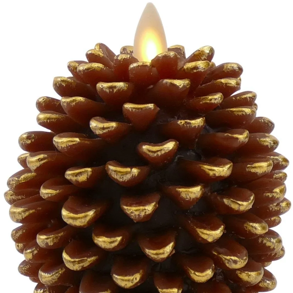 Ksperway LED Pine Cone Candles 3 5 x 4 Unscented Battery Operated Flameless Candles with Timer Brown T200601260T