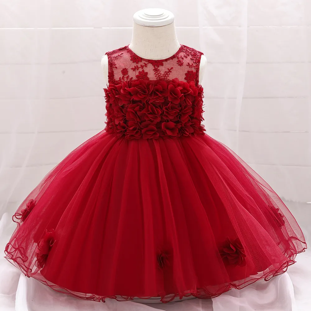 Toddler Infant Princess Dresses For 1 Year Birthday Newborn Girl Summer Baby Baptism Dress LJ2012214845067