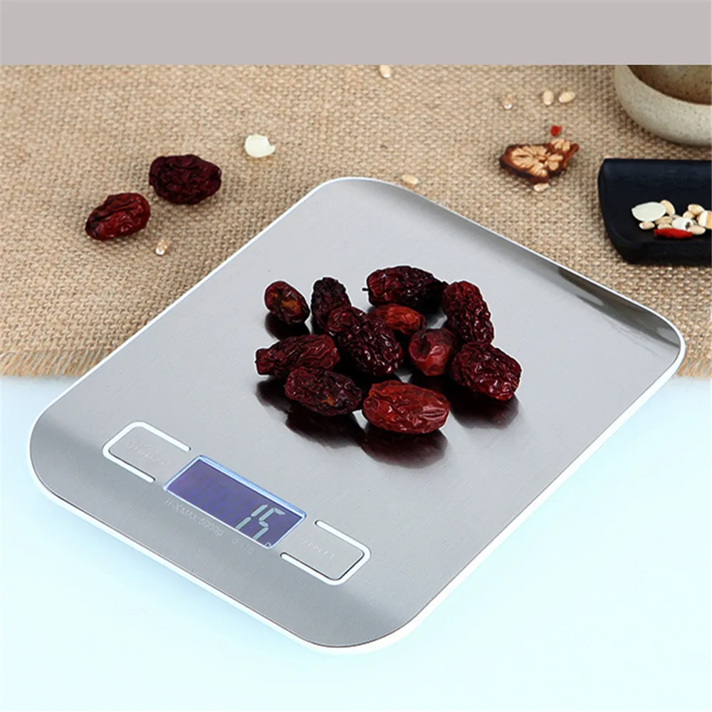 10kg / 1g Mini bilancia da cucina digitale Bilancia elettronica alimenti di precisione Bilancia in acciaio inossidabile Bilancia touch Display LCD Y200328
