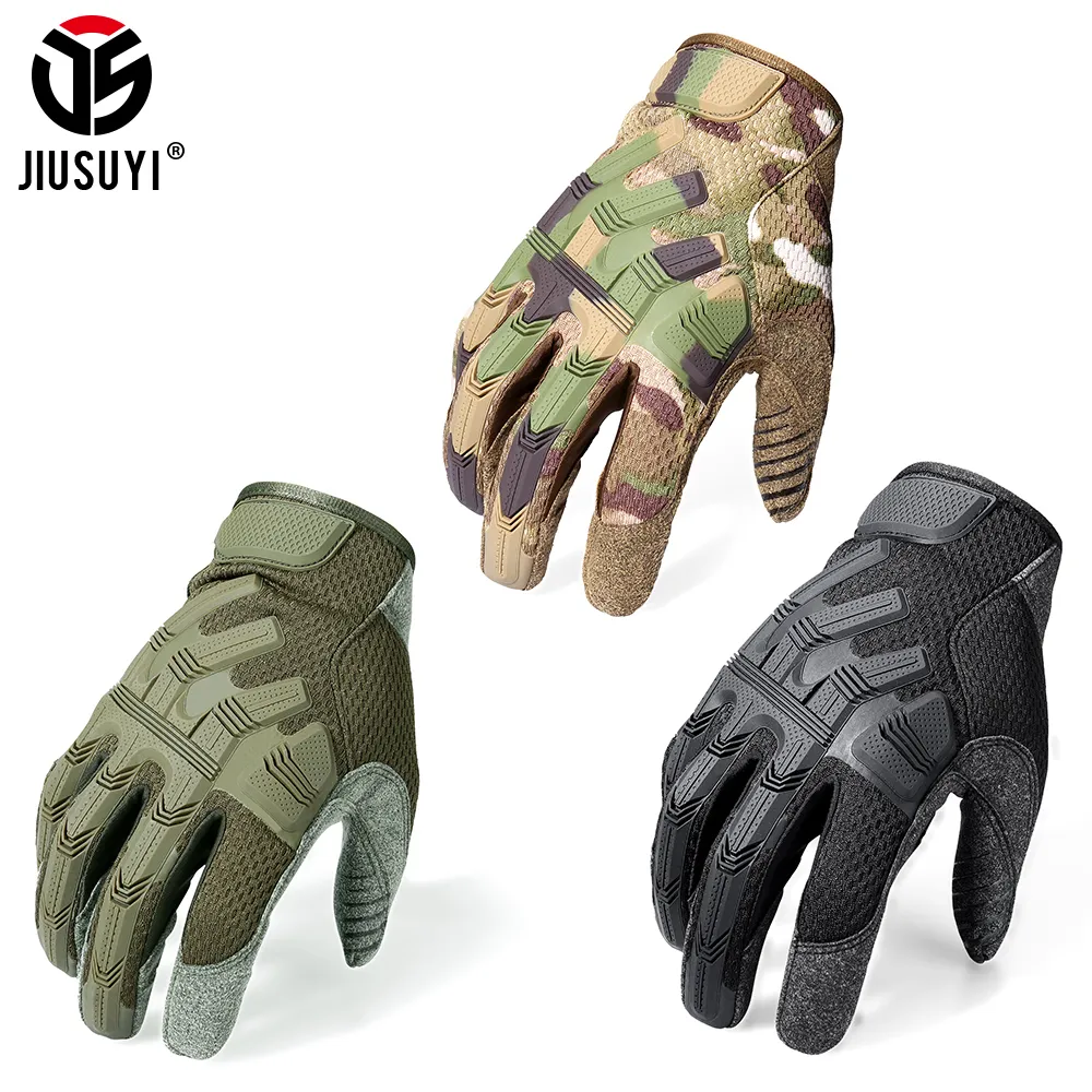 Tactical Army Full Finger Gloves Pekskärm Militär paintball Airsoft Combat Rubber Protective Glove Anti-Scid Men Women New 20192Z