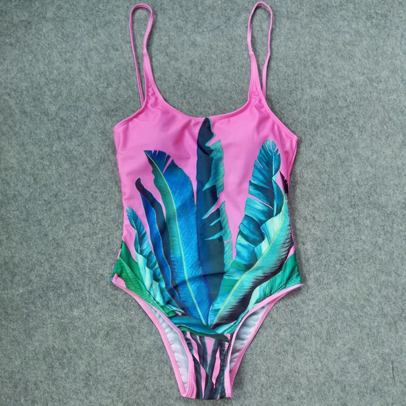 New Print Leaf Costumi da bagno Donna 2020 Costume intero rosa Costume da bagno sportivo femminile Costumi da bagno donna Costumi da bagno T200708