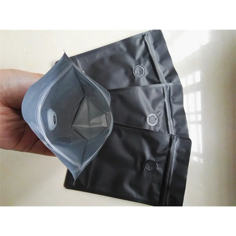 Matt Black White Stand up Aluminum Foil Valve Ziplock Bag Coffee Beans Storage Bag One-way Valve Moistureproof Pack Bags 201340g