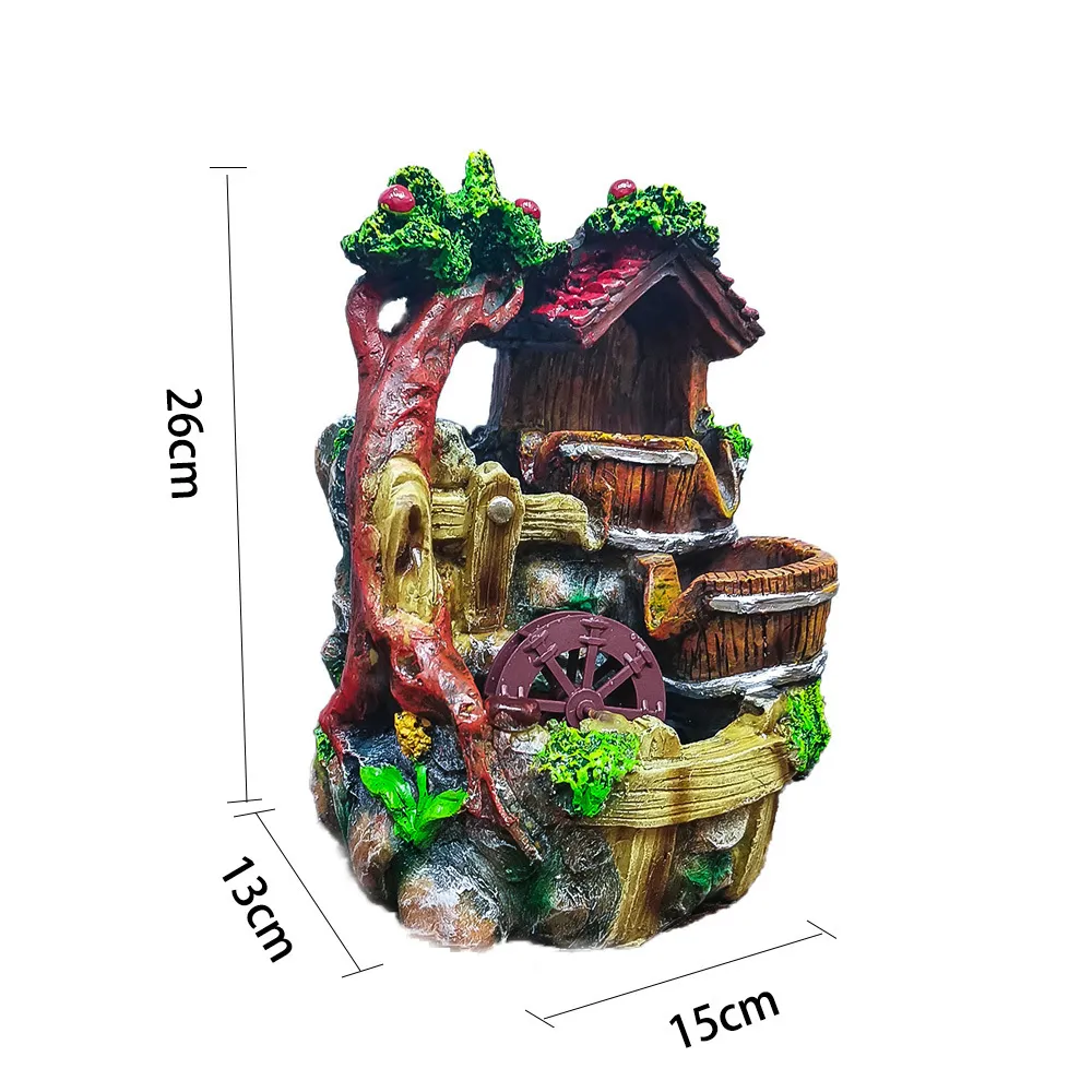 نافورة شلال من الراتنج هدايا محاكاة زن التأمل فنغ شوي سطح المكتب المتدفقة المياه بونساي الديكور الحلي 201210