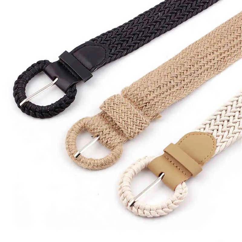 Ceinture tissée pour femmes, ceinture tressée pour femmes, kaki, Style bohème décontracté, corde de chanvre, cire, lin, 109cm, G220301