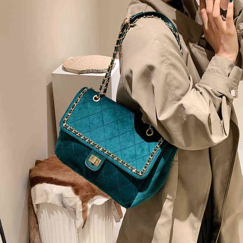 レディースデザイナーバッグクロスボディバッグ小さなキルティングPUレザー女性冬の女性旅行グリーンショルダーの財布とハンドバッグ